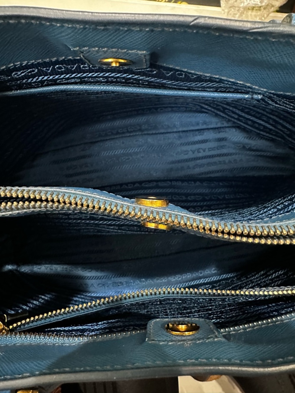 Prada Cobalto Saffiano Lux Galleria Double Zip Tote (C5) - Picture 14 of 17